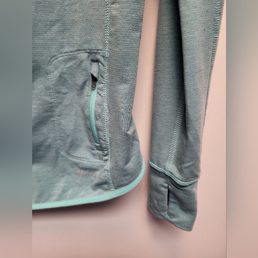 Nike Element Light Teal Cowl Neck Long Sleeve Reflective Running Shirt - Size XS - Picture 3 of 8